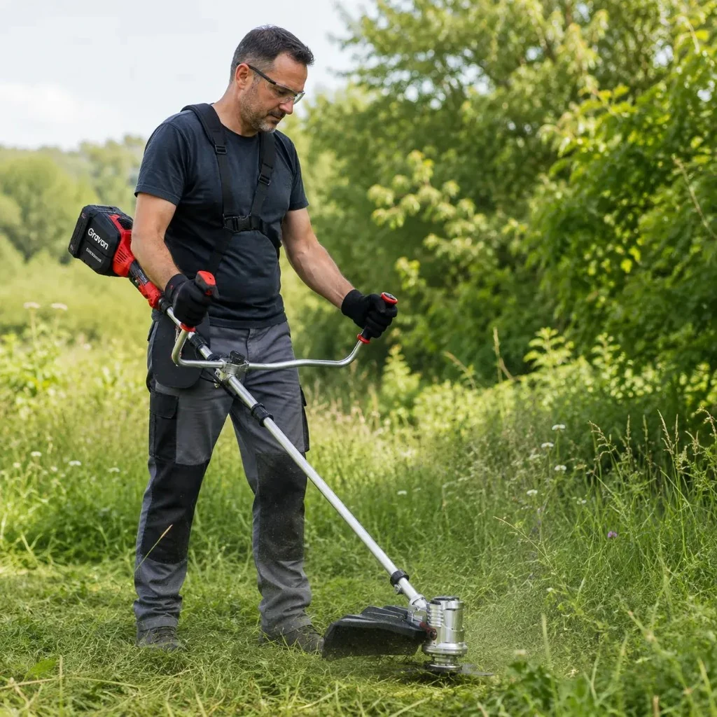 Gravon Brushless-Trimmer im Einsatz auf dem Rasen