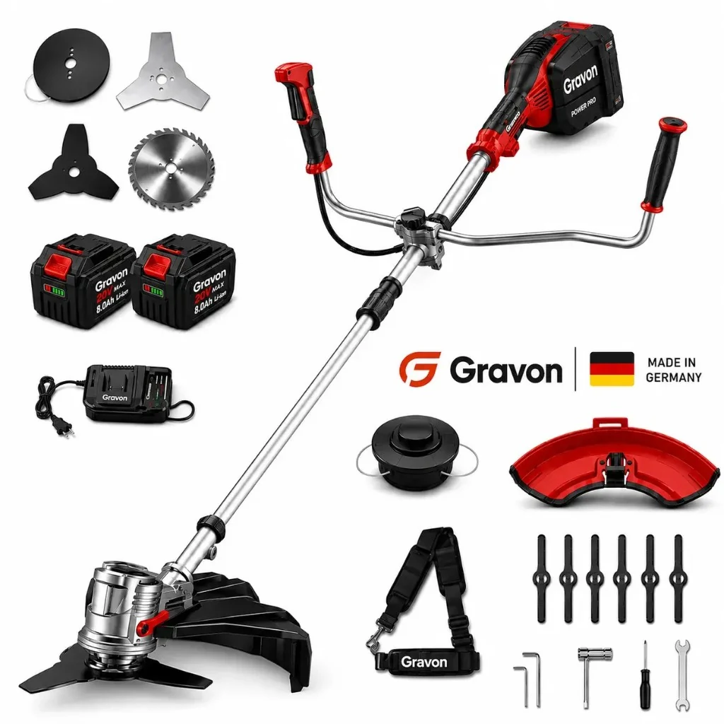Komplettes Gravon-Trimmer-Set mit Akkus und Klingen